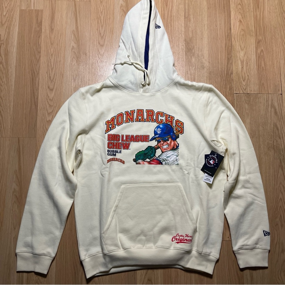 New Era Big League Chew Kansas City Monarchs Cream Hoodie Men's Size L NWT